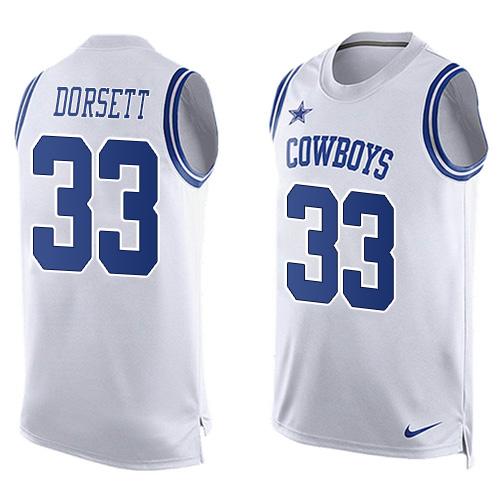  Cowboys #33 Tony Dorsett White Men's Stitched NFL Limited Tank Top Jersey
